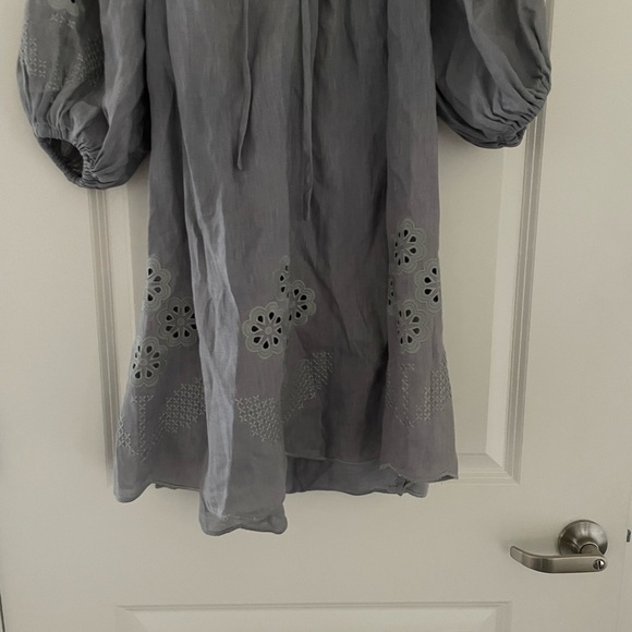 Innika Choo Smocked Floral Embroidered Eyelet Linen Dress - Picture 7 of 10